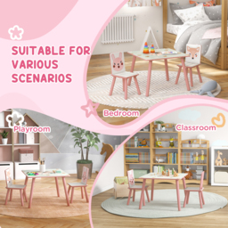 Playful Haven 3 Piece Pink Kids Table and Chair Set - Size: 60 x 60 x 44cm - Wilko - thumbnail 6