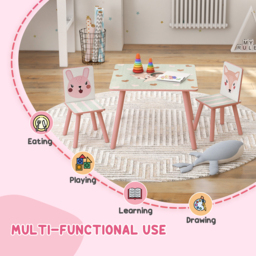 Playful Haven 3 Piece Pink Kids Table and Chair Set - Size: 60 x 60 x 44cm - Wilko - thumbnail 4