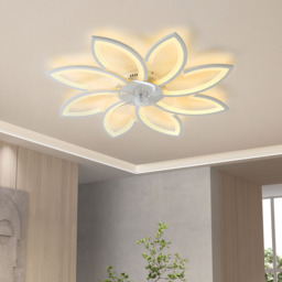 Living and Home White Flower Shaped LED Ceiling Mount Fan Light with 6 Speeds 34 inch - Size: 16 x 87 x 87cm - Wilko - thumbnail 3