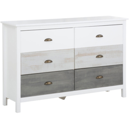 Loft24 Salva 6 Drawer White Gloss and Grey Brushed Pine Chest of Drawers - Wilko - thumbnail 3