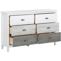 Loft24 Salva 6 Drawer White Gloss and Grey Brushed Pine Chest of Drawers - Wilko - thumbnail 5