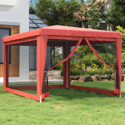 vidaXL 3 x 4m Red Party Tent with Mesh Sidewalls - Wilko - thumbnail 1