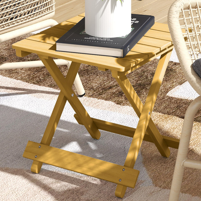 Outsunny Folding Garden Table Nature Wood Finish - Size: 40 x 43 x 40cm - Yellow - Wilko - image 1