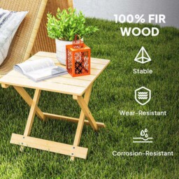 Outsunny Folding Garden Table Nature Wood Finish - Size: 40 x 43 x 40cm - Yellow - Wilko - thumbnail 7