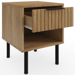 GFW Nervata Single Drawer Single Shelf Oak Lamp Table - Brown - Wilko - thumbnail 5