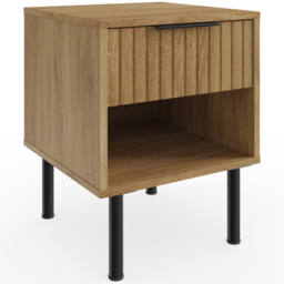 GFW Nervata Single Drawer Single Shelf Oak Lamp Table - Brown - Wilko - thumbnail 3