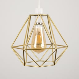 ValueLights Diablo Gold Painted Industrial Wire Frame Pendant Lamp Shade - Size: 23 x 20 x 20cm - Wilko - thumbnail 4