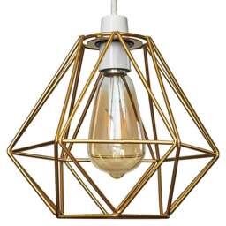 ValueLights Diablo Gold Painted Industrial Wire Frame Pendant Lamp Shade - Size: 23 x 20 x 20cm - Wilko