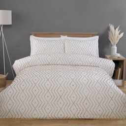 Kasiya Geo Duvet Set - Natural and White/Double - Wilko - thumbnail 1