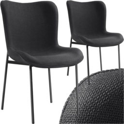 tectake Tessa Set of 2 Black Woven Fabric Padded Dining Chair - Wilko - thumbnail 3