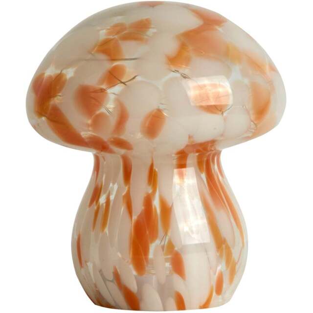 Lighting Collection Mushroom Orange and White Marble Pattern Battery Powered LED Table Lamp - Size: 20 x 17 x 17cm - Orange, White and Satin Antique B - image 1