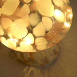 Lighting Collection Mushroom Orange and White Marble Pattern Battery Powered LED Table Lamp - Size: 20 x 17 x 17cm - Orange, White and Satin Antique B - thumbnail 5