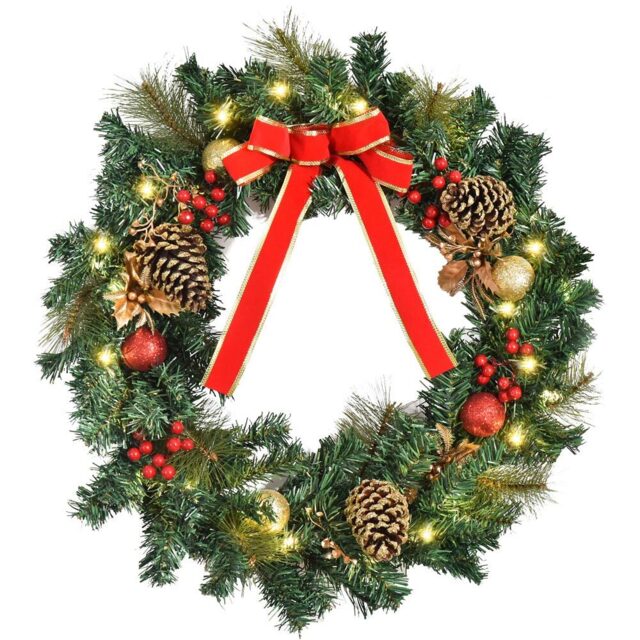 Everglow Green Christmas Wreath 60cm - Wilko - image 1