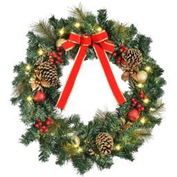 Everglow Green Christmas Wreath 60cm - Wilko