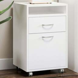 Portland Single Door Single Drawer White Printer Stand - Size: 40 x 35 x 60cm - Wilko - thumbnail 1