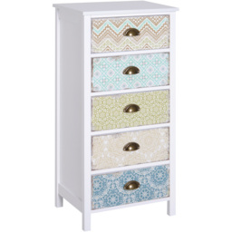 Portland 5 Drawer White Storage Chest - Size: 46 x 34 x 98cm - Multi - Wilko - thumbnail 3