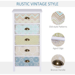 Portland 5 Drawer White Storage Chest - Size: 46 x 34 x 98cm - Multi - Wilko - thumbnail 7