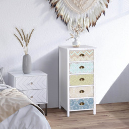 Portland 5 Drawer White Storage Chest - Size: 46 x 34 x 98cm - Multi - Wilko - thumbnail 4