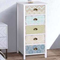 Portland 5 Drawer White Storage Chest - Size: 46 x 34 x 98cm - Multi - Wilko - thumbnail 1