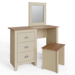 GFW Lancaster 3 Drawer Cream Dressing Table Set with Mirror - Size: 44 x 104 x 131cm - Wilko - thumbnail 4