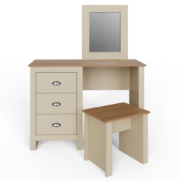 GFW Lancaster 3 Drawer Cream Dressing Table Set with Mirror - Size: 44 x 104 x 131cm - Wilko - thumbnail 6