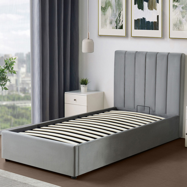 Brooklyn Corwin Single Grey Velvet Ottoman Bed - Wilko - image 1