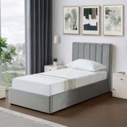 Brooklyn Corwin Single Grey Velvet Ottoman Bed - Wilko - thumbnail 3