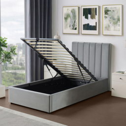 Brooklyn Corwin Single Grey Velvet Ottoman Bed - Wilko - thumbnail 4