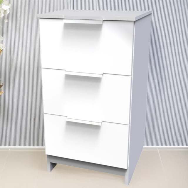 Crowndale Plymouth 3 Drawer White Bedside Cabinet Ready Assembled - Wilko - image 1