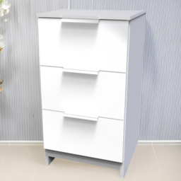 Crowndale Plymouth 3 Drawer White Bedside Cabinet Ready Assembled - Wilko - thumbnail 1