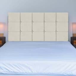 Bedmaster Single Cream Naples Velvet Pearl Squared Headboard - Wilko