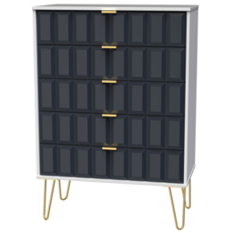 Crowndale Cube 5 Drawer Matt Indigo and White Chest of Drawers Ready Assembled - Blue - Wilko - thumbnail 3