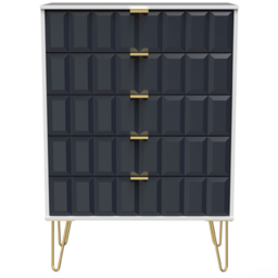 Crowndale Cube 5 Drawer Matt Indigo and White Chest of Drawers Ready Assembled - Blue - Wilko - thumbnail 4