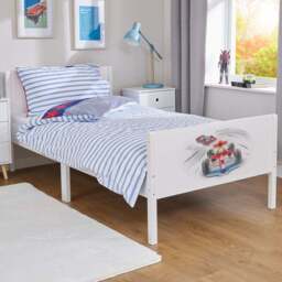Liberty House Toys Single White Racing Cars Kids Bed - Wilko - thumbnail 1