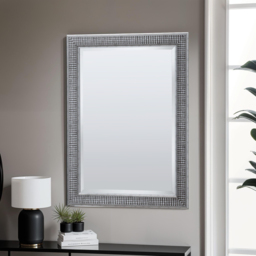 Yearn Silver Cobble Stoned Framed Wall Mirror 90.5 x 65cm - Wilko - thumbnail 3