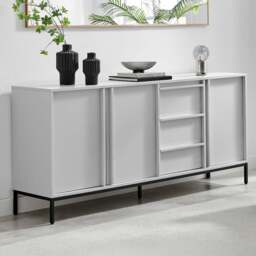 Furniturebox Sval 3 Door 3 Drawer Off White Wooden Sideboard - Size: 40 x 180 x 40cm - Wilko - thumbnail 1