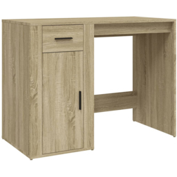 vidaXL Single Drawer Single Door Computer Desk Sonoma Oak - Size: 75 x 100 x 49cm - Brown - Wilko - thumbnail 3