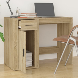 vidaXL Single Drawer Single Door Computer Desk Sonoma Oak - Size: 75 x 100 x 49cm - Brown - Wilko