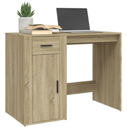 vidaXL Single Drawer Single Door Computer Desk Sonoma Oak - Size: 75 x 100 x 49cm - Brown - Wilko - thumbnail 4