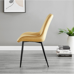 Furniturebox Arona Cesano Marble Effect 4 Seater Dining Set White Black and Mustard - Yellow - Wilko - thumbnail 5