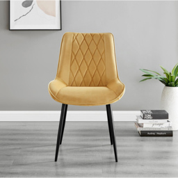 Furniturebox Arona Cesano Marble Effect 4 Seater Dining Set White Black and Mustard - Yellow - Wilko - thumbnail 4