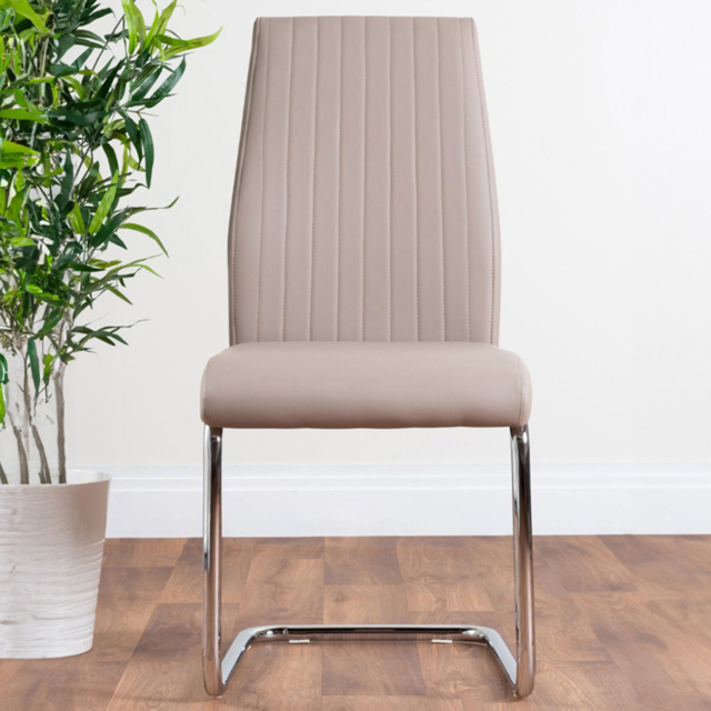 Furniturebox Fontana Set of 2 Cappuccino and Chrome Faux Leather Dining Chair - Brown - Wilko - image 1