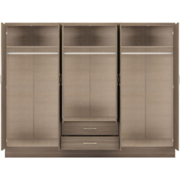 Seconique Nevada 6 Door 2 Drawer Rustic Oak Wardrobe - Size: 6 Door, 2 Drawer - Brown - Wilko - thumbnail 4