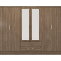 Seconique Nevada 6 Door 2 Drawer Rustic Oak Wardrobe - Size: 6 Door, 2 Drawer - Brown - Wilko - thumbnail 3
