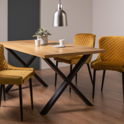 Bentley Designs Ramsay 6 Seater Rustic Oak Effect Melamine Dining Table with X Shape Legs - Brown - Wilko - thumbnail 7