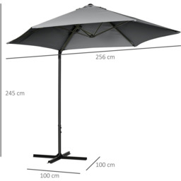 Outsunny 2.5m Garden Parasol Dark Grey - Size: 3m - Wilko - thumbnail 6