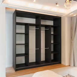 Sliding Wardrobes 4U 2 Sliding Door Black Modern Wide Oak Striped Mirrored Wardrobe 203cm - Size: 2 Door - Wilko - thumbnail 5