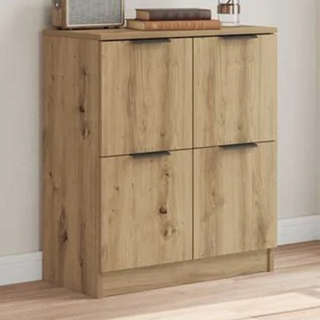 vidaXL 4 Door Artisan Oak Sideboard - Size: 70 x 60 x 30cm - Brown - Wilko - image 1