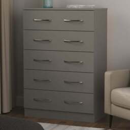 Crowndale Avon 5 Drawer Dusk Grey Chest of Drawers Ready Assembled - Wilko - thumbnail 1