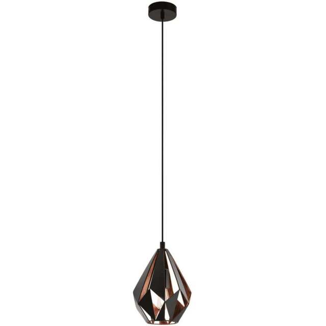 EGLO Carlton 1 Black LED Metal Pendant Light - Size: 110 x 21 x 110cm - Wilko - image 1